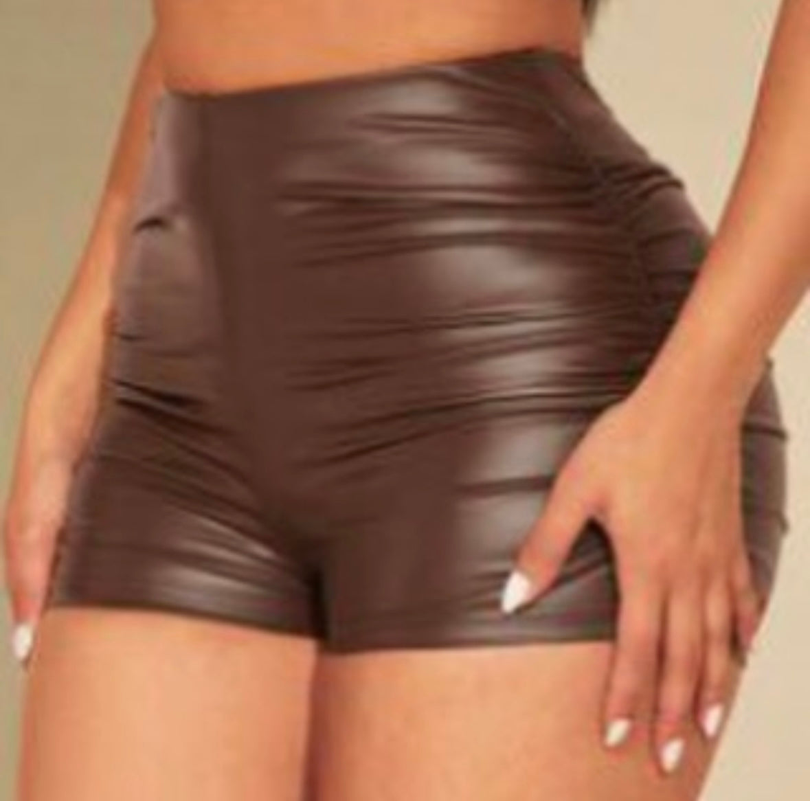 brown leather shorts