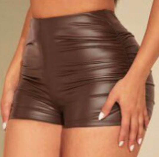 brown leather shorts